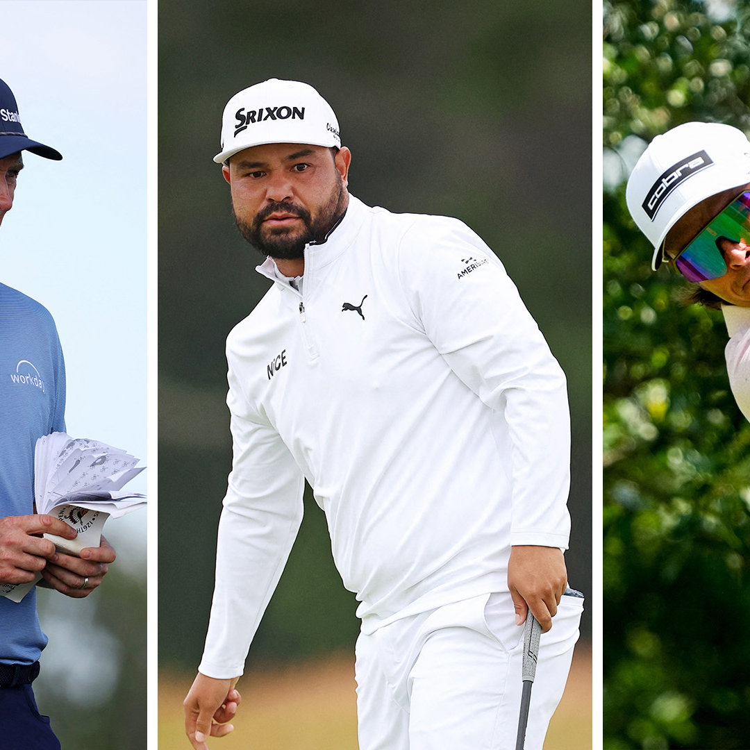 Justin Rose, J.J. Spaun and Rickie Fowler. Images: Reuters