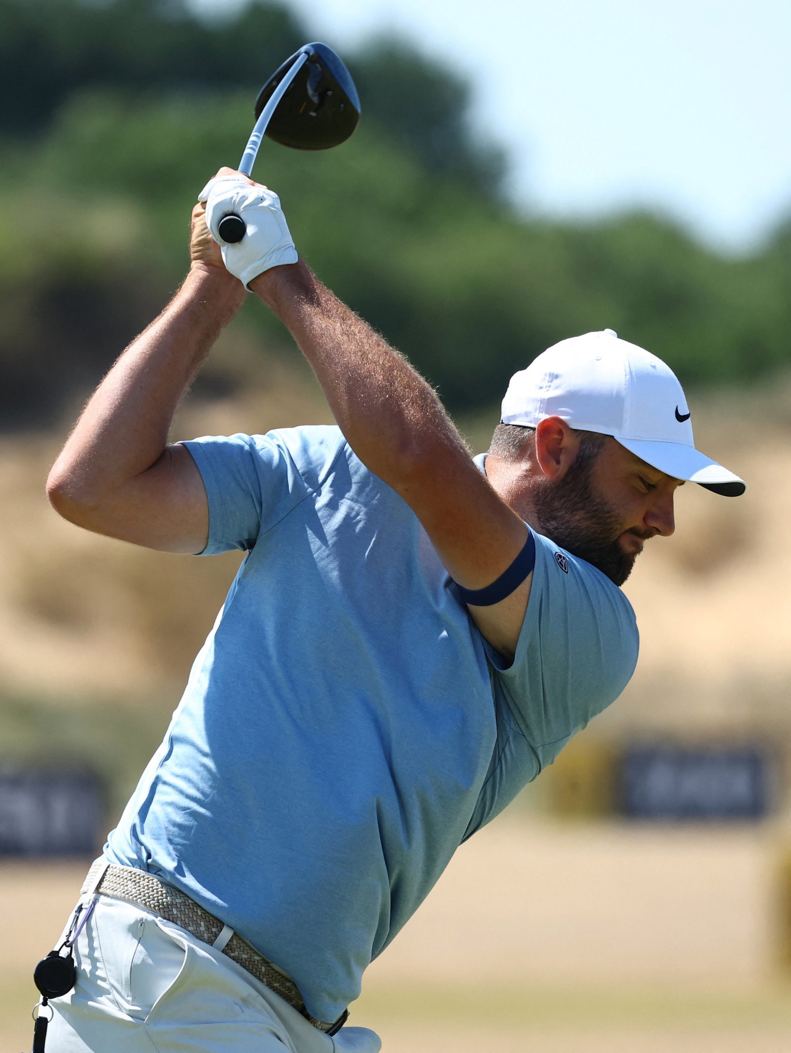 Scottie Scheffler on the range on Tuesday