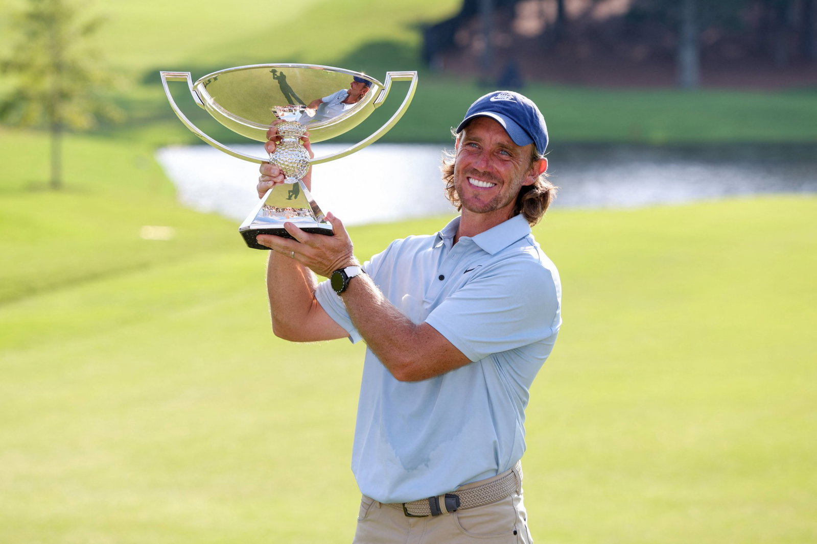 Tommy Fleetwood lifts the FedEx Cup