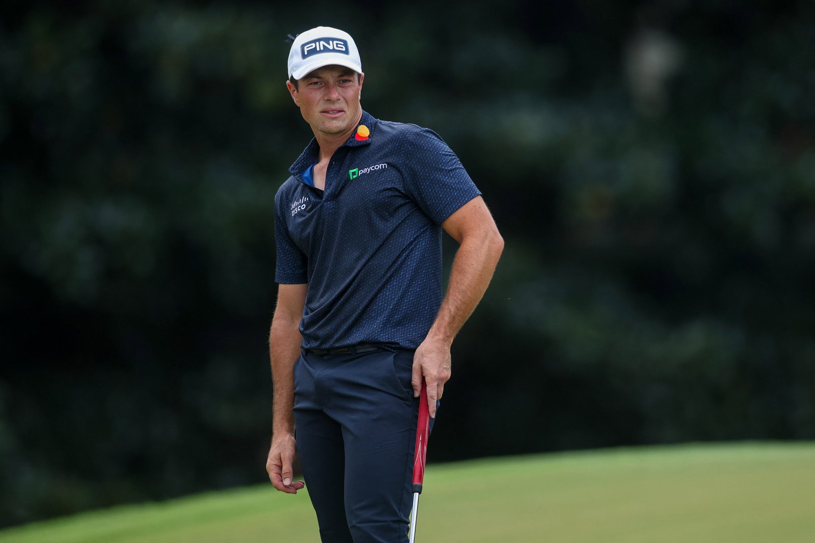 Viktor Hovland will take a one-shot lead into the final round of the Tour Championship
