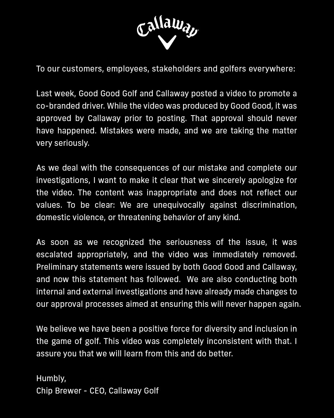 Chip Brewer's statement