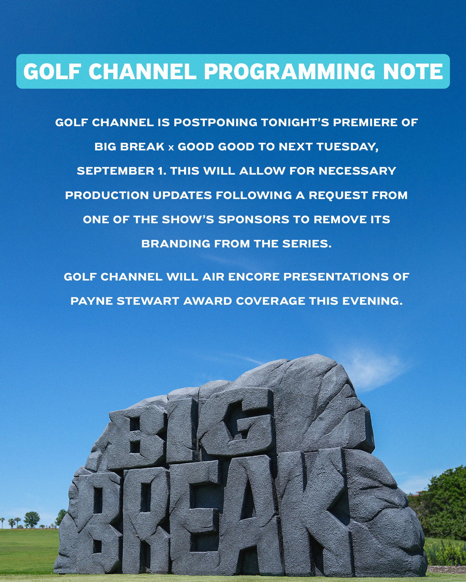 Golf Channel delays launch of Big Break x Good Good