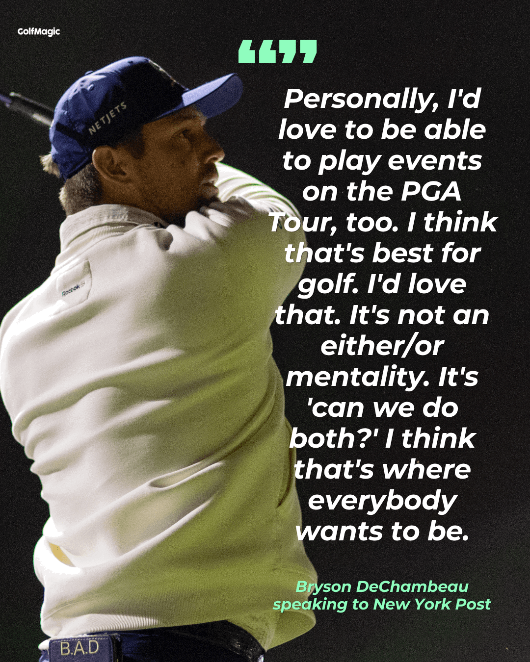 DeChambeau thinks LIV and PGA Tour should align