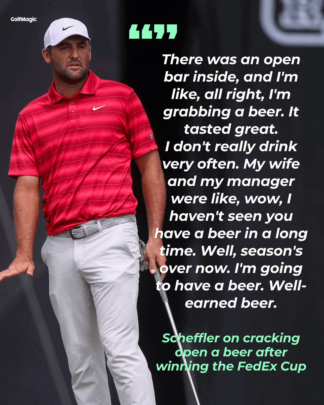 Scheffler enjoyed a well-earned beer at East Lake