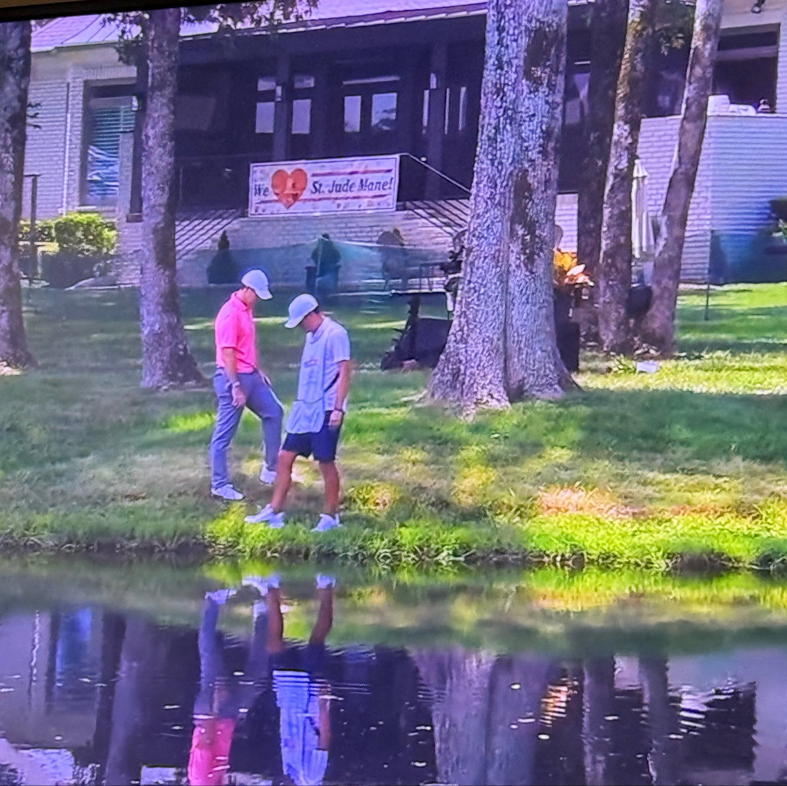 McIlroy found water with his drive down 18