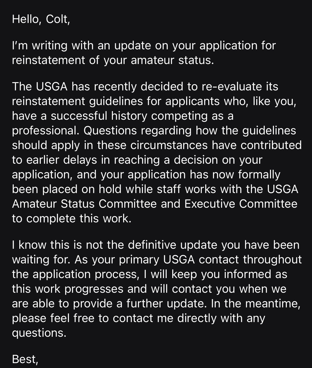 The response Knost received (Colt Knost / X)