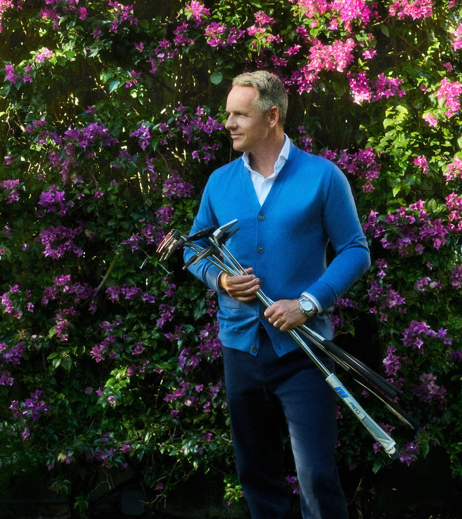 Donald wearing the Saratoga Cardigan 
