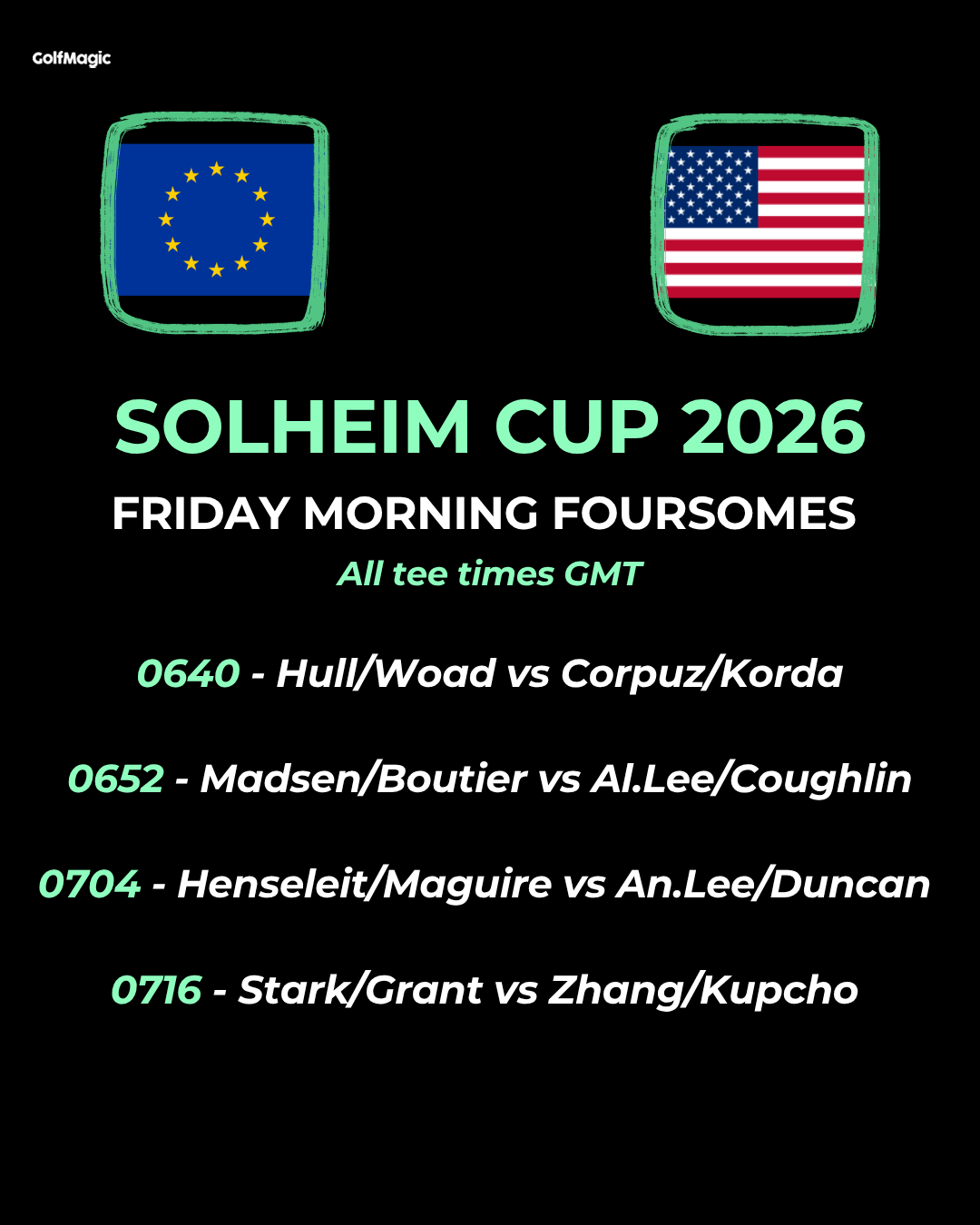 Solheim Cup 2026: Friday Foursomes