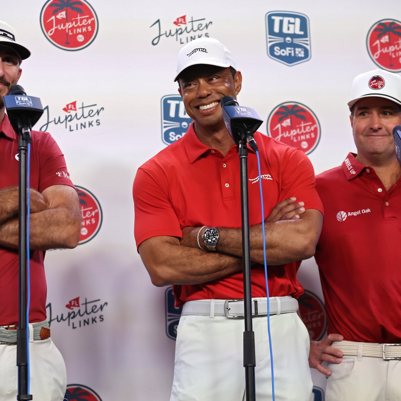 Max Homa, Tiger Woods and Kevin Kisner of Jupiter Links GC