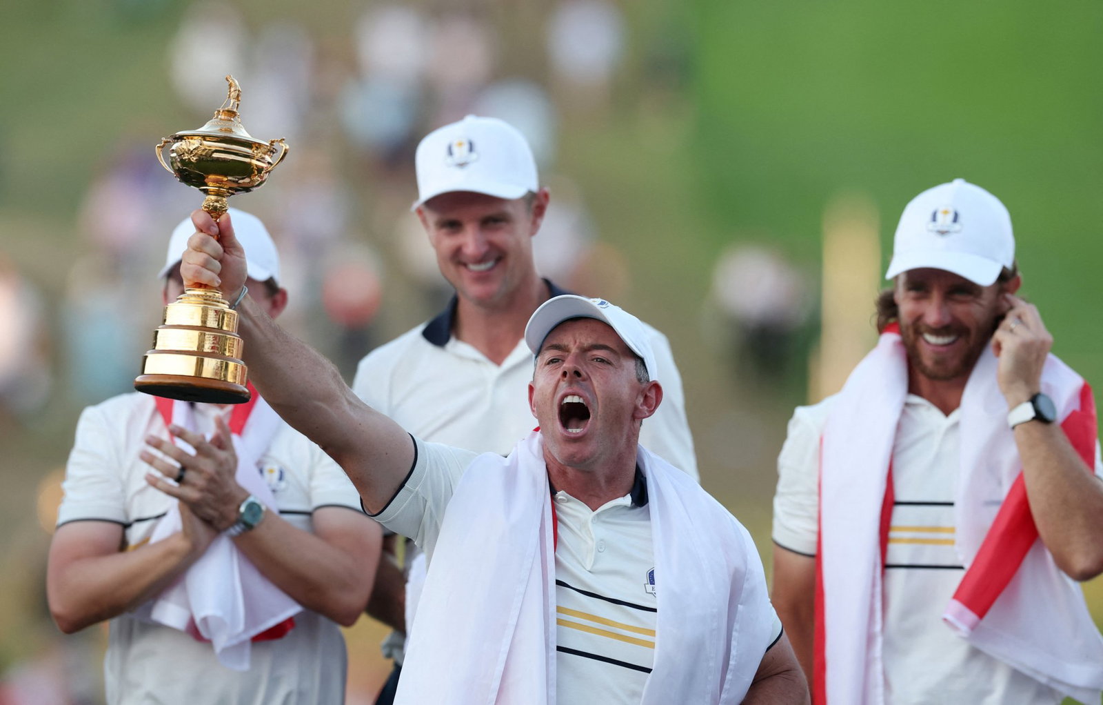 McIlroy celebrates at the 2025 Ryder Cup