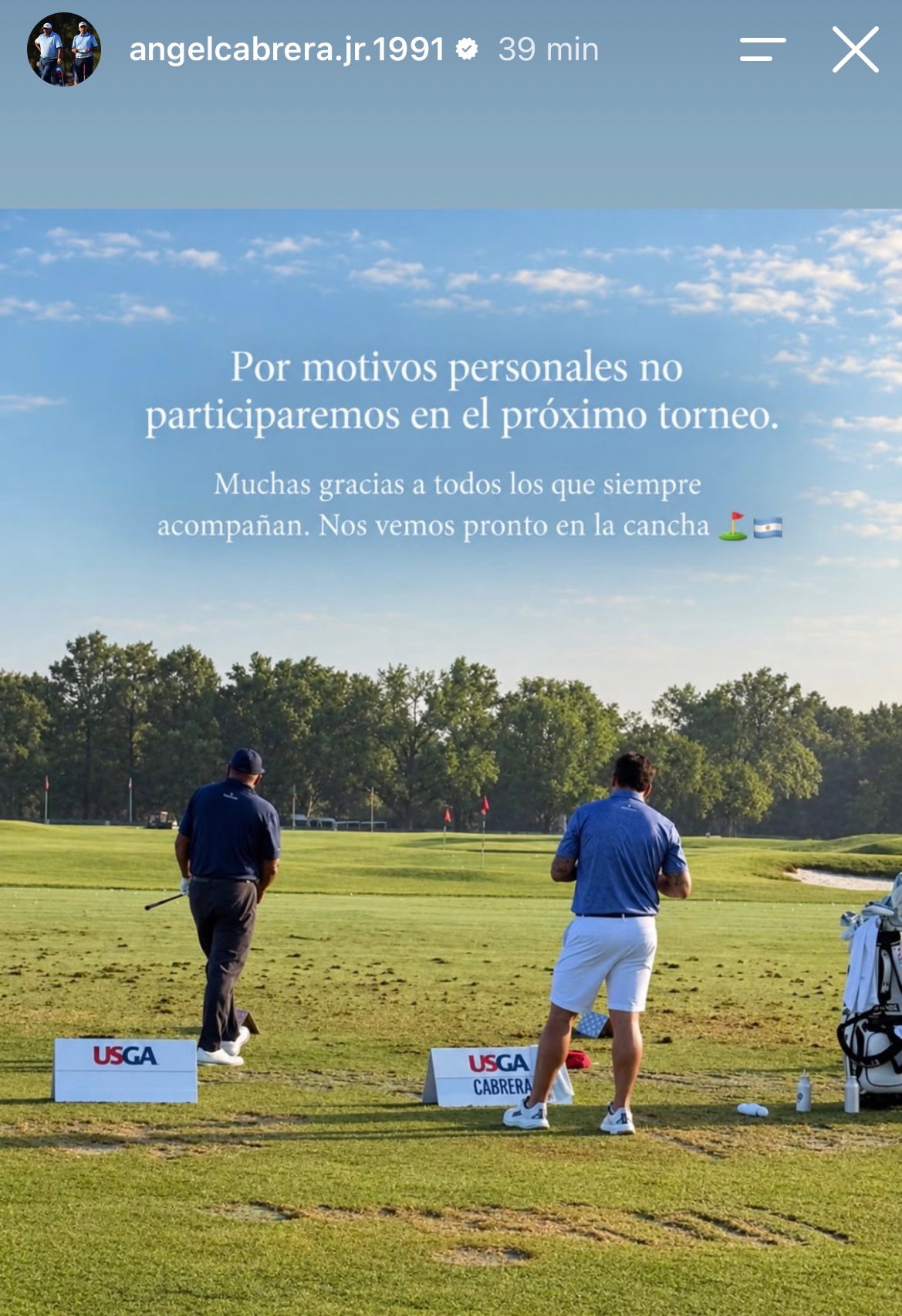 Angel Cabrera's son confirmed his withdrawal
