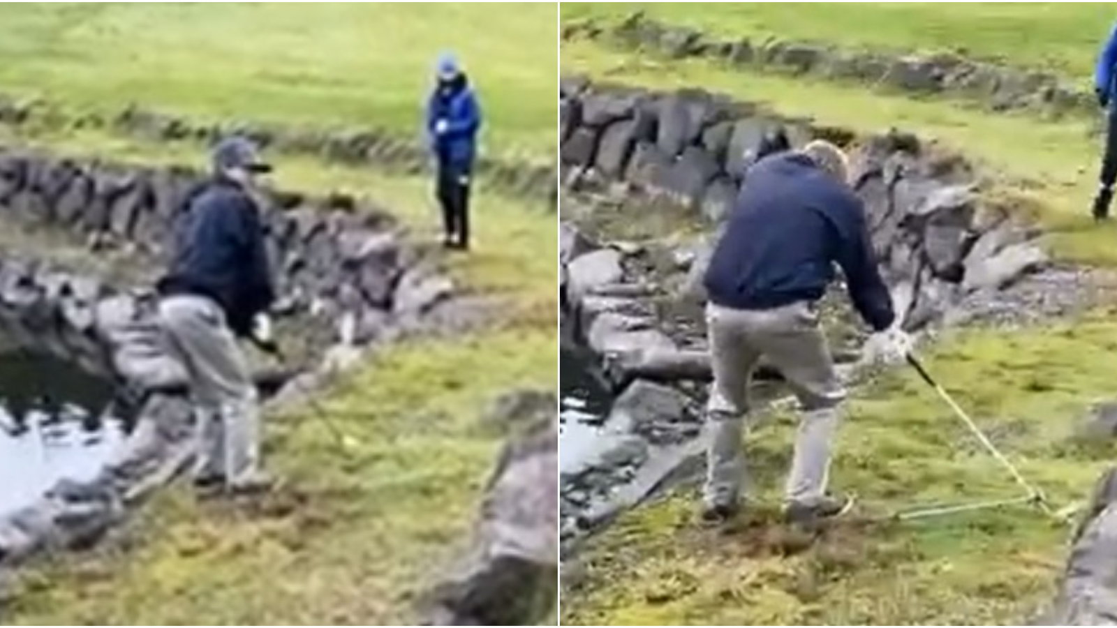 Amateur golfer commits cardinal sin, ends up SMASHING his face