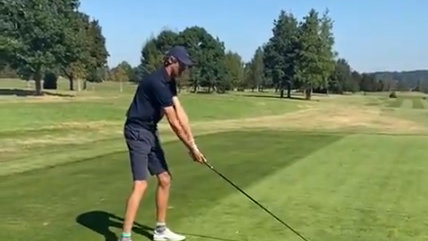 WATCH: Former England striker Peter Crouch SMASHES huge driver