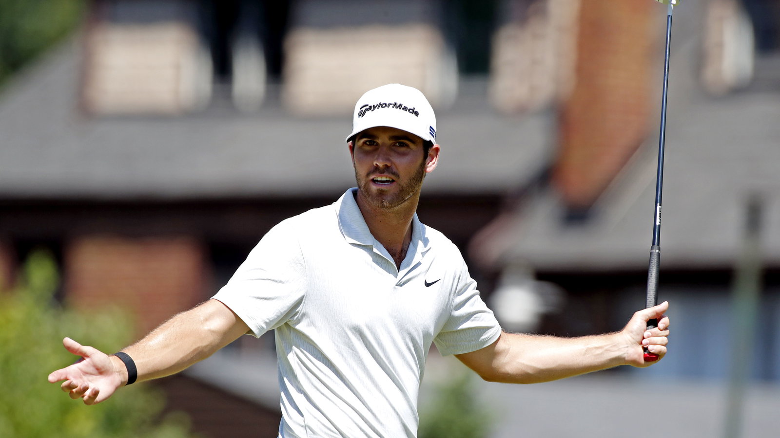 Matthew Wolff rides his luck at the 17th during American Express first round