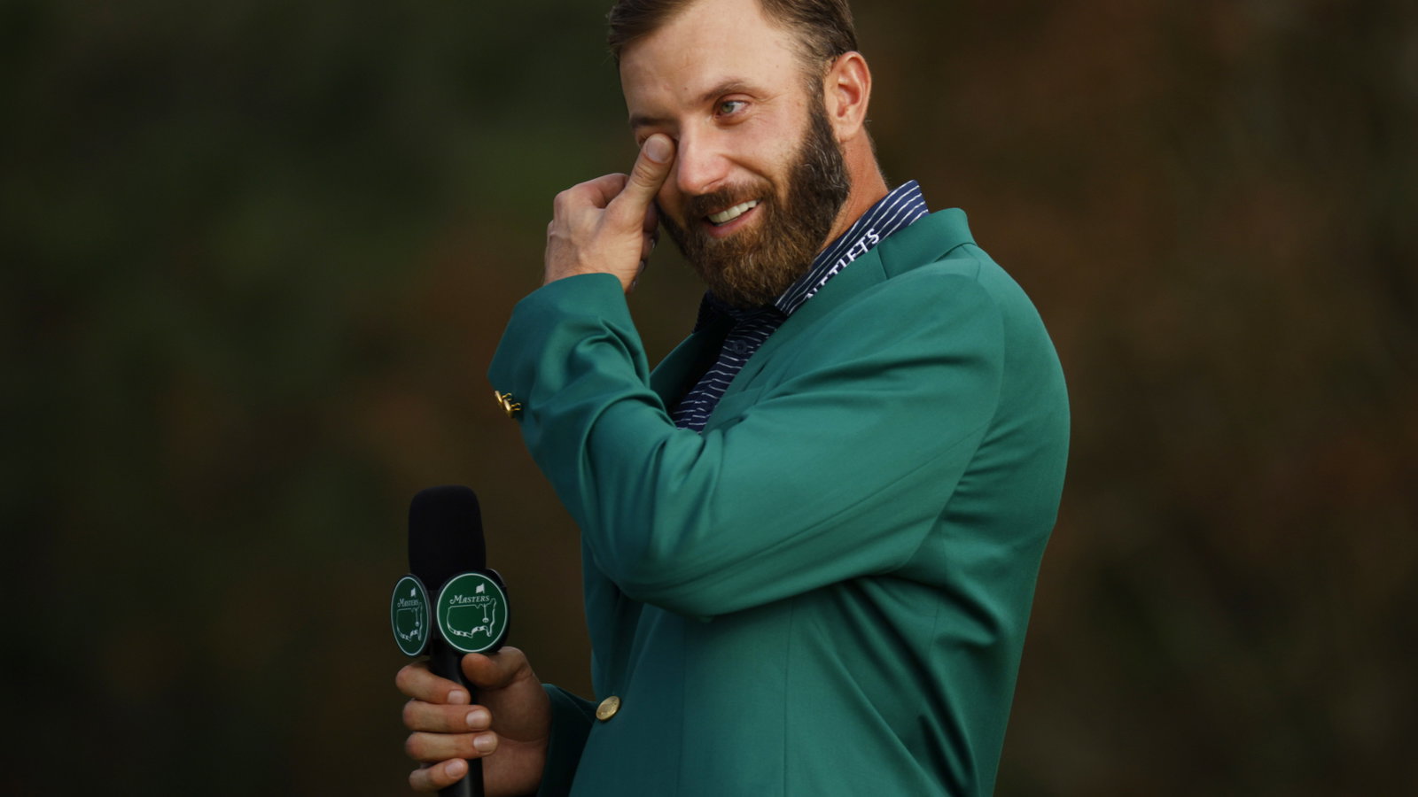 Dustin Johnson brought to tears during his Masters winning speech