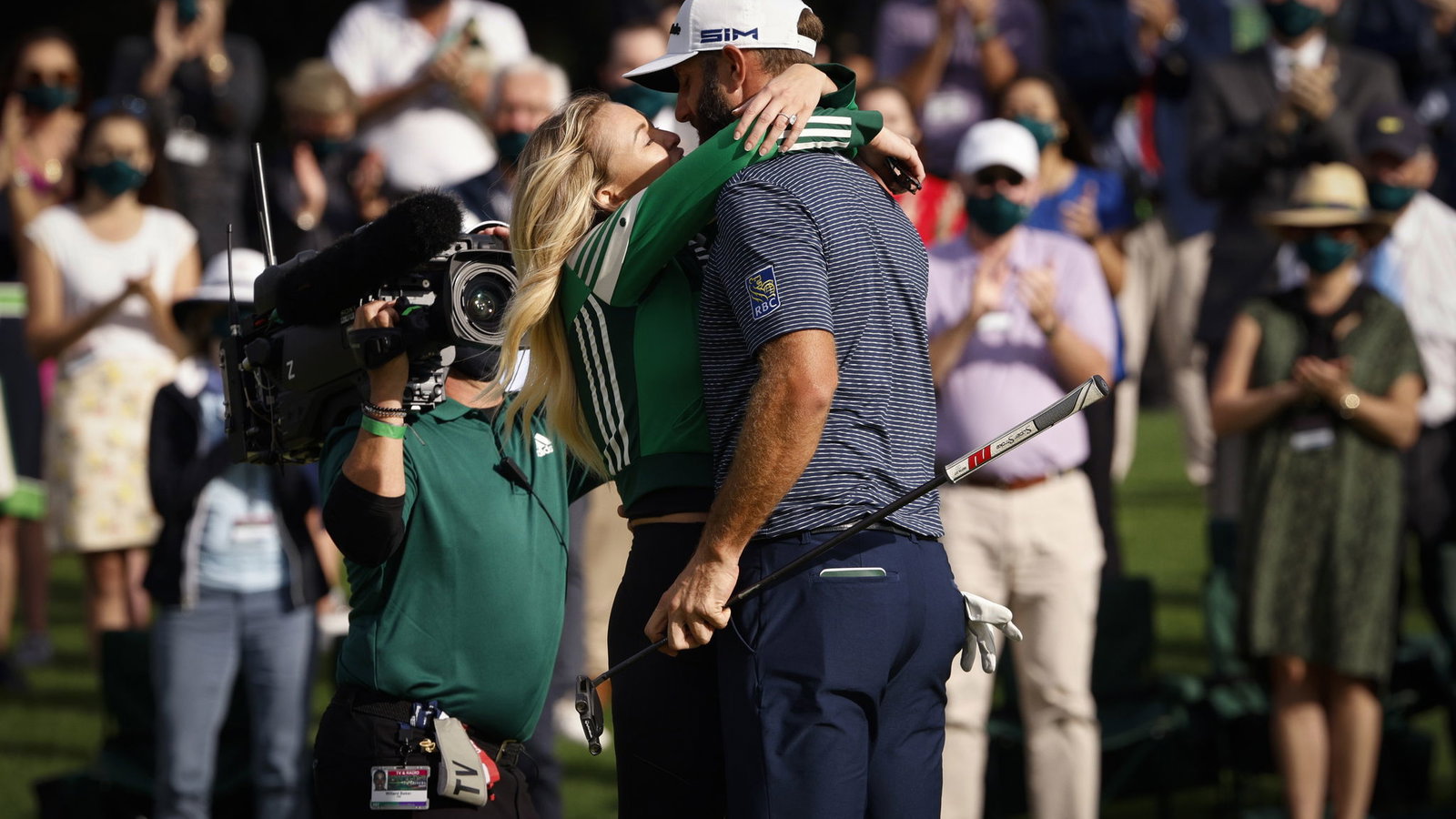 Golf fans react to Dustin Johnson celebrating Masters win with Paulina Gretzky