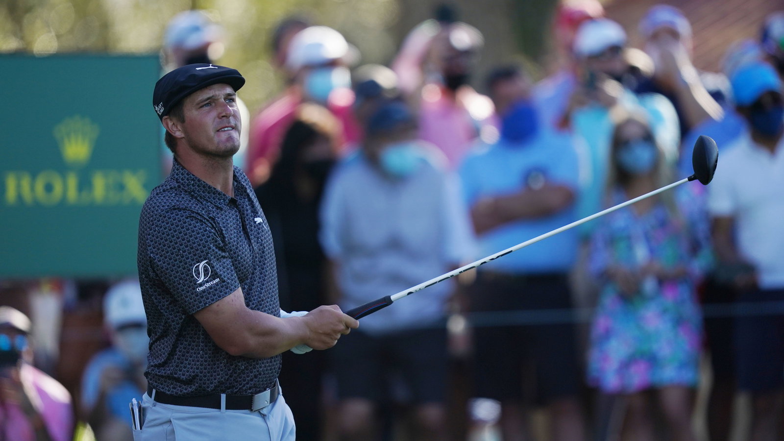 Bryson DeChambeau hits driver then 9-IRON into par-5 16th at TPC Sawgrass