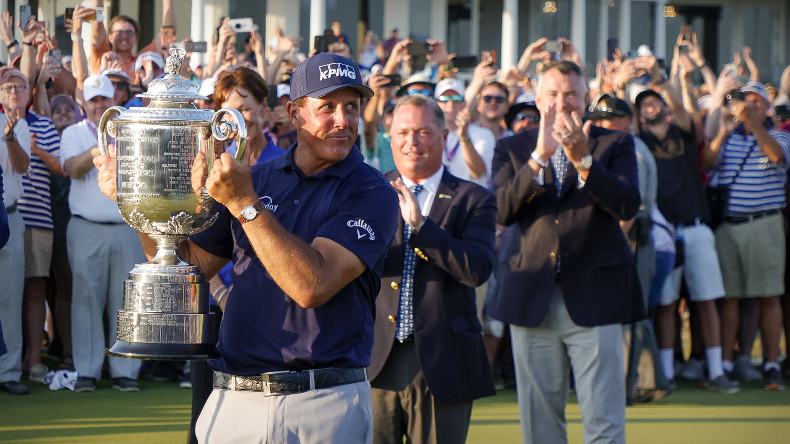 Phil Mickelson "SIPPING WINE HALF LIT" following US PGA victory