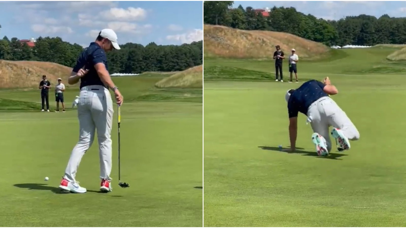 WATCH: Rory McIlroy hilariously recreates LIV Golf spectator's tumble