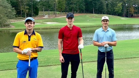 Pop music sensation Harry Styles plays golf with the Carolina Hurricanes