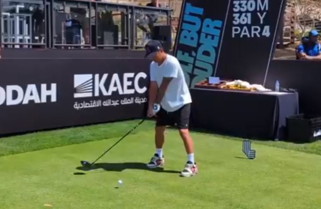 Tyrrell Hatton's divot pattern on the range is a thing of beauty in Jeddah