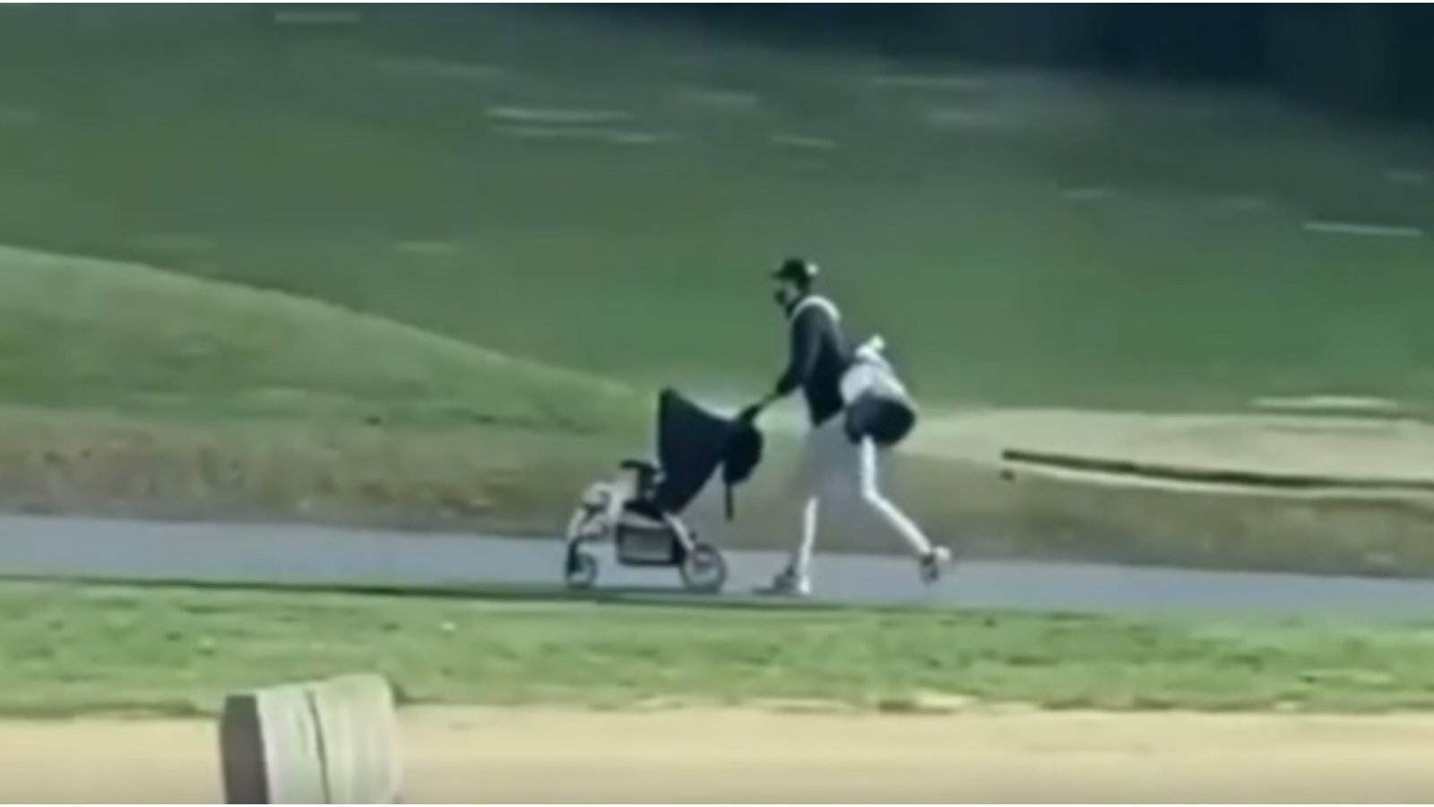 'Dad of the year': Golf fans react on Instagram as player pushes pram on course