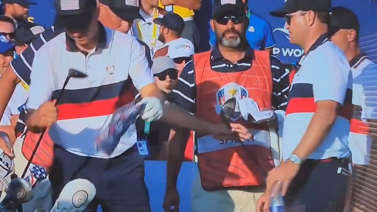 Zach Johnson talks Jordan Spieth out of using driver then he goes in the water!