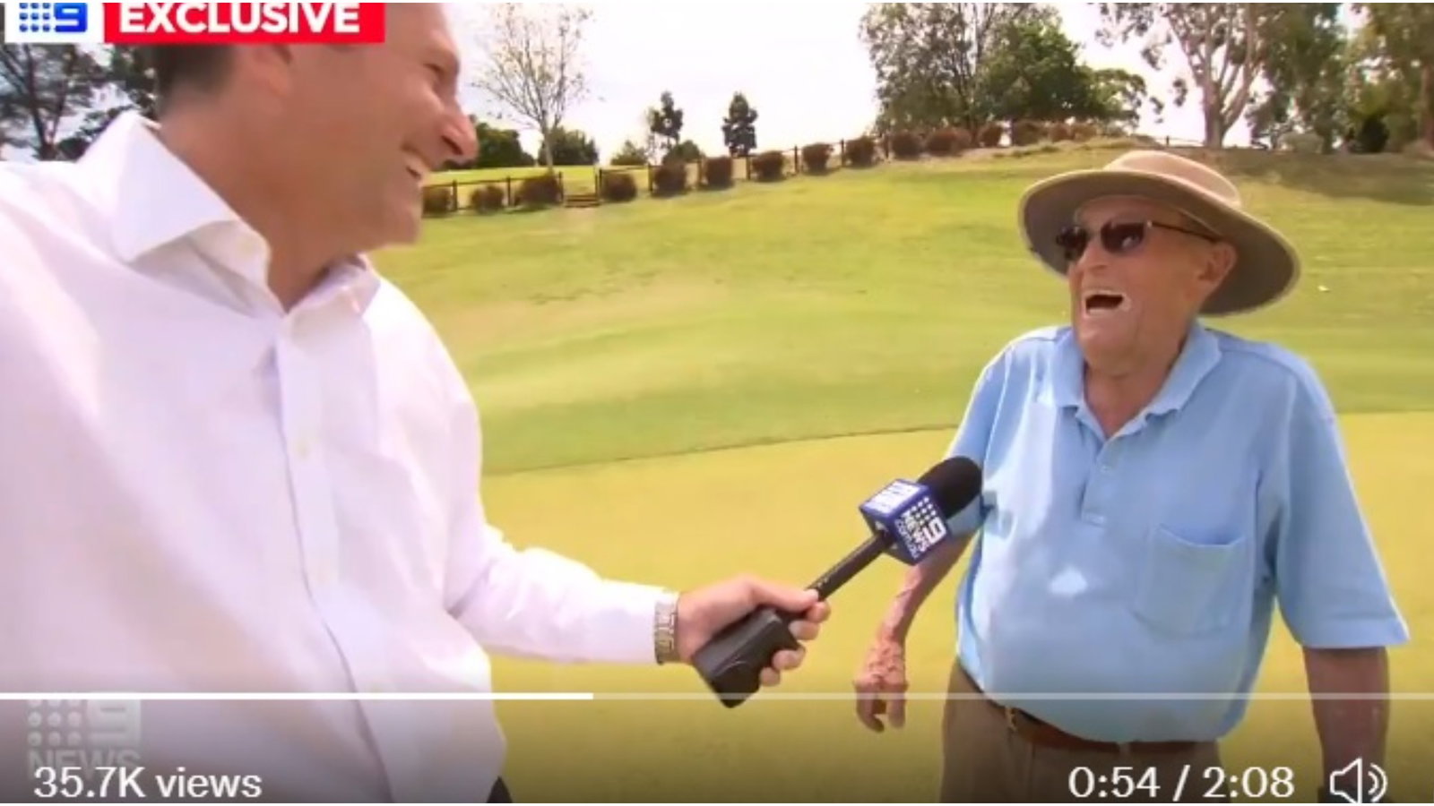 "F*** me": Golfer, 99, makes STUNNING hole-in-one two months shy of the big 100