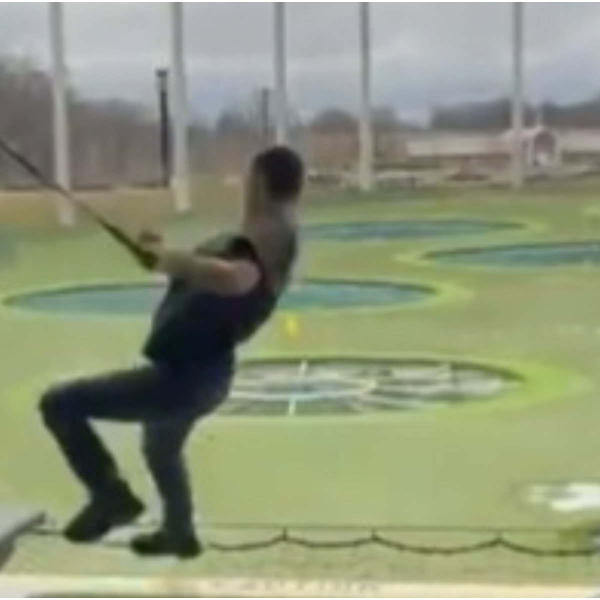 Topgolf user attempts HAPPY GILMORE but does a 360 into the nets