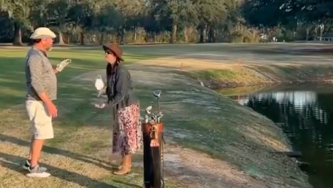Golf fans react as couple's golf course ARGUMENT goes viral