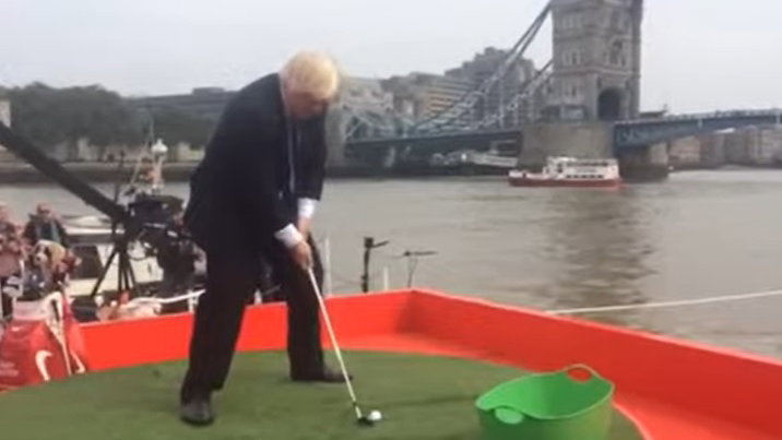 WATCH: Boris Johnson's golf swing could do with A LOT of work!