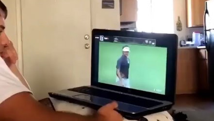 WATCH: Lad smashes laptop during WGC Match Play coverage