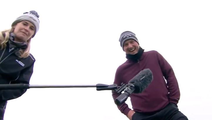 European Tour cameraman FALLS OVER during interview at Scottish Championship