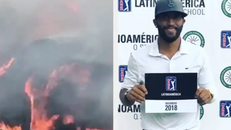 WATCH: PGA Tour pro's car set into flames on Central Florida highway