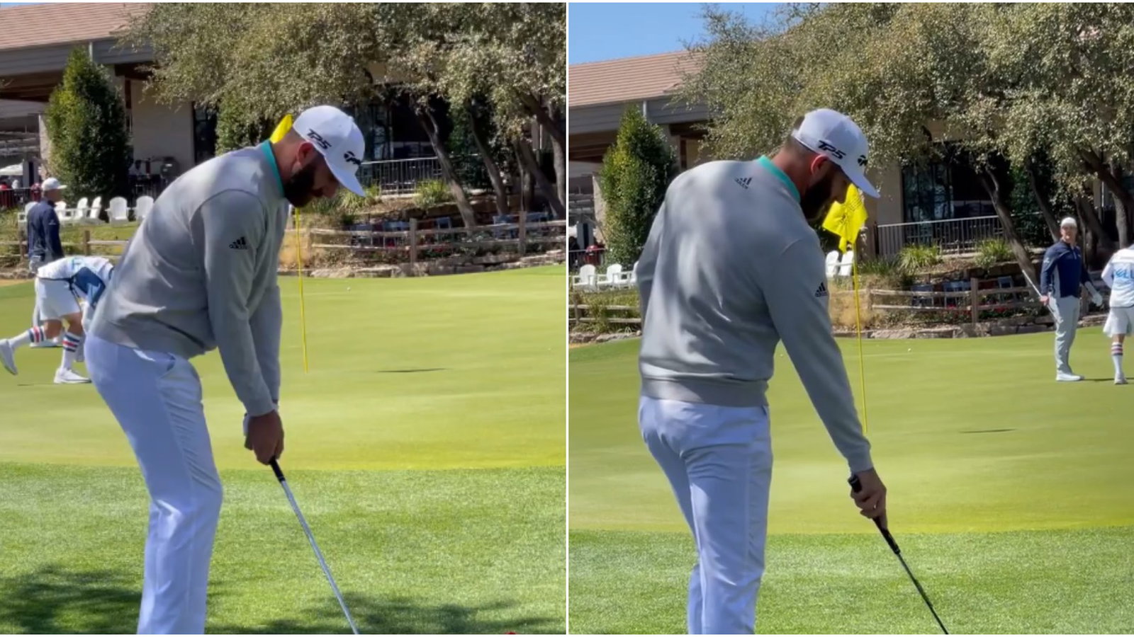 Bryson DeChambeau to Dustin Johnson: "Are you trying to take out my other hip?"