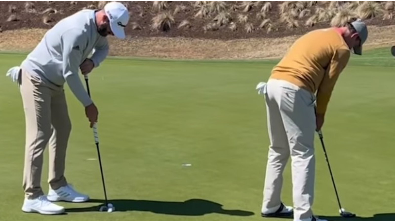 WATCH: Adam Scott brings out beige jumper again, swaps putters with DJ