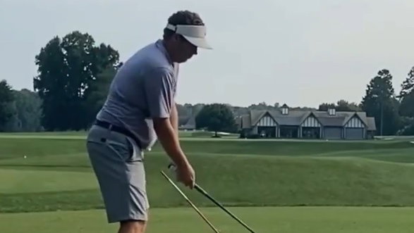 Golfer puts a HOLE in his driver as training drill goes BADLY wrong!