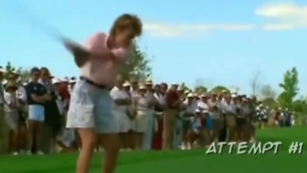Lady golfer CRUSHES golf fan TWICE IN A ROW at tournament