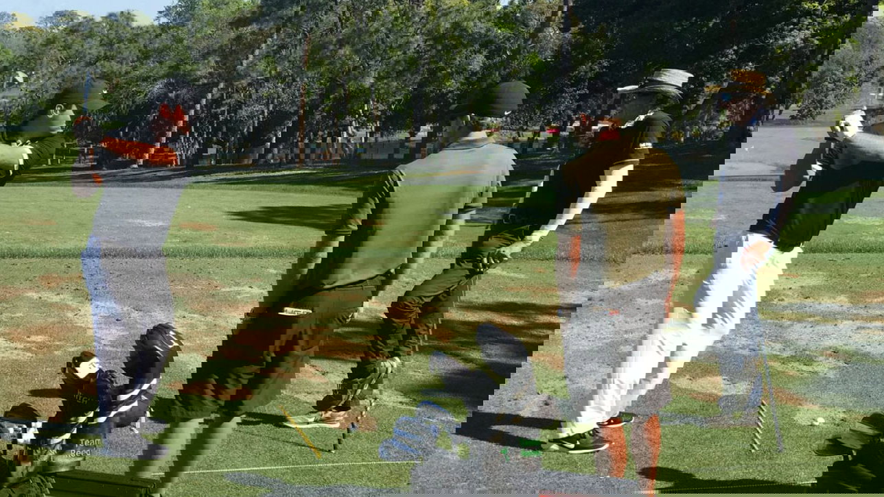 Justine Reed phones David Leadbetter to look at Patrick's golf swing!