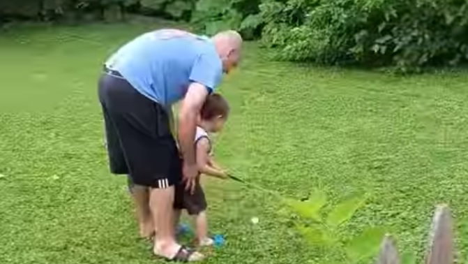 Dad introduces his little boy to golf and his instant reaction is HILARIOUS!