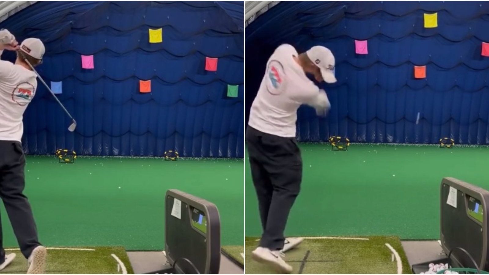 Amateur golfer posts MESMERISING range session with colour targets
