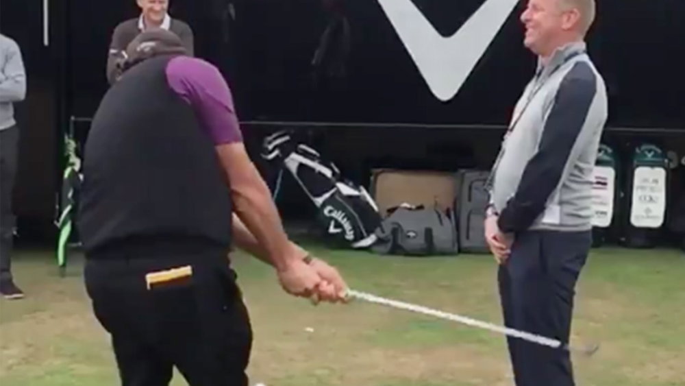 phil mickelson flops shot two feet in front of man at the open