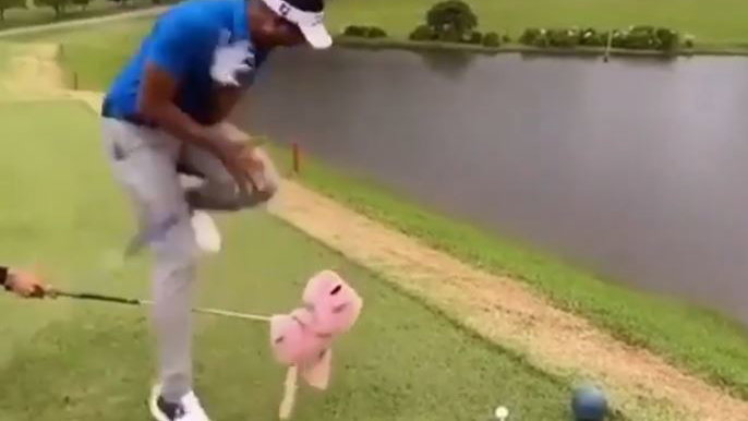 Golfer PRANKED before tee shot using a headcover in HILARIOUS video