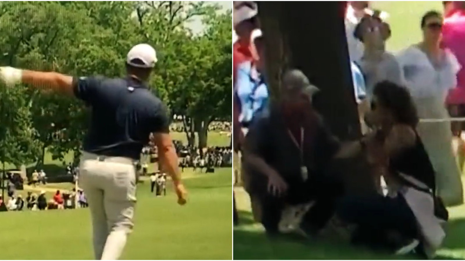 Jon Rahm's wild drive at US PGA leaves ESPN anchor with bloodied face