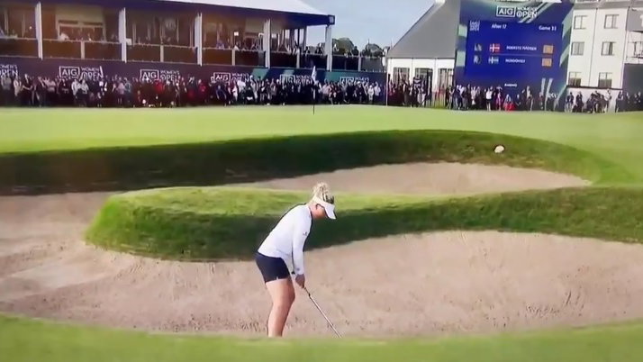 WATCH: Nanna Koerstz Madsen's BUNKER SHANK on 18 at AIG Women's Open