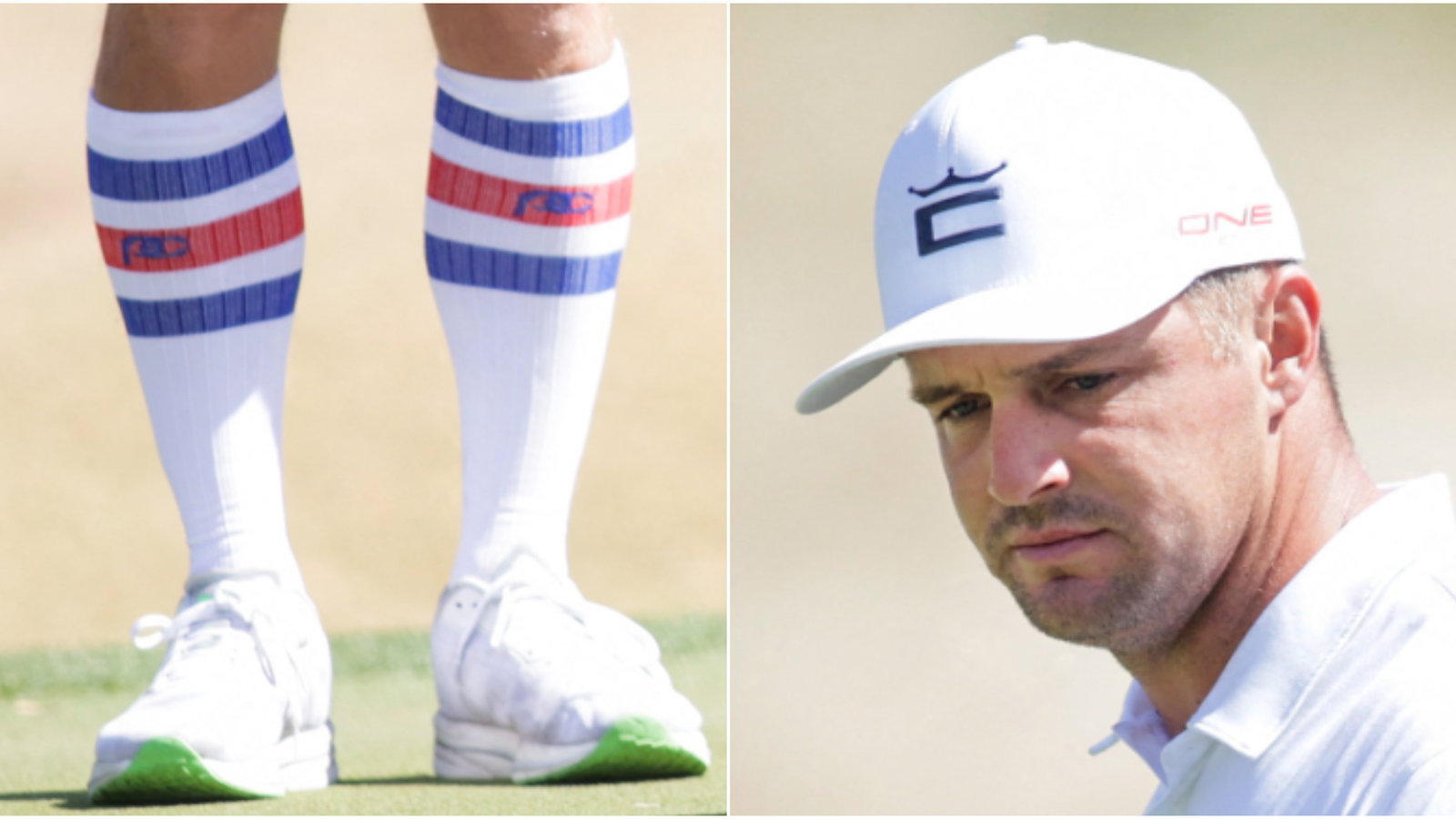 Humour and horror: Socks worn by Bryson DeChambeau's caddie grab attention