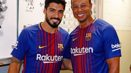 tiger woods hangs out with lionel messi luis suarez and neymar