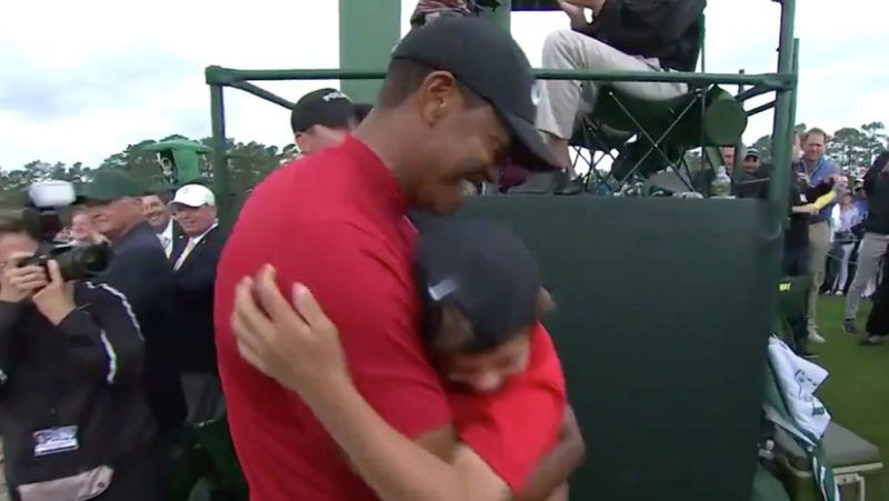 WATCH: Tiger Woods' heartfelt hug with son after winning The Masters