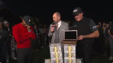 WATCH: Phil Mickelson gets given champions belt, doesn't even fit him!