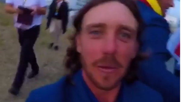 Tommy Fleetwood cam is hilarious as players sing for Sergio Garcia at Ryder Cup